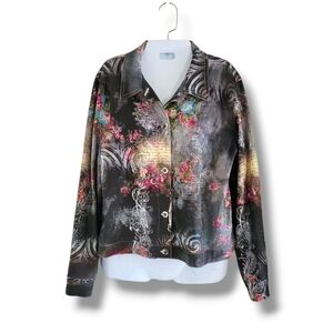 Impulse California | Artsy Black Multicolor Abstract Graphic Print Jacket